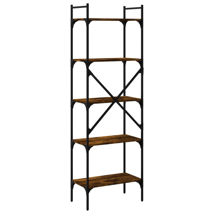 bogreol med 5 hylder 56x31,5x174 cm konstrueret træ røget eg