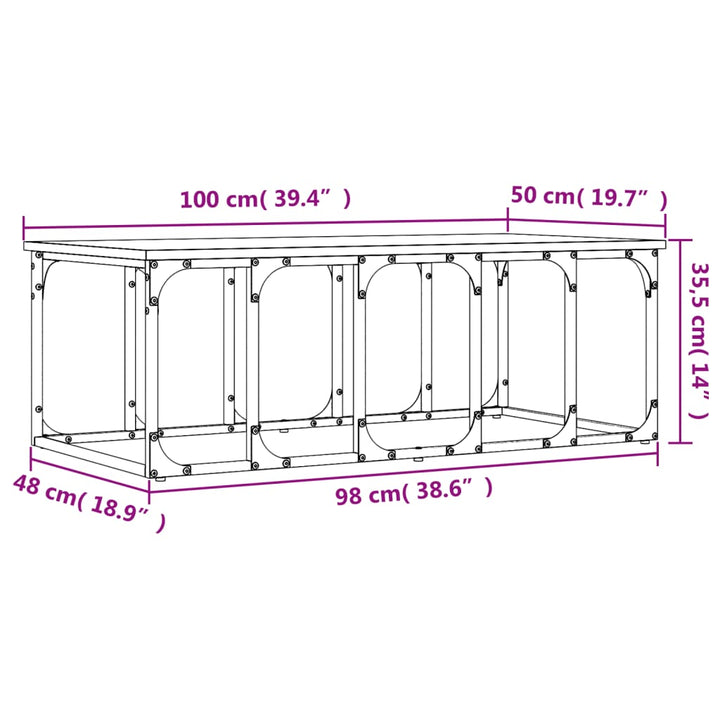 sofabord 100x50x35,5 cm konstrueret træ sort