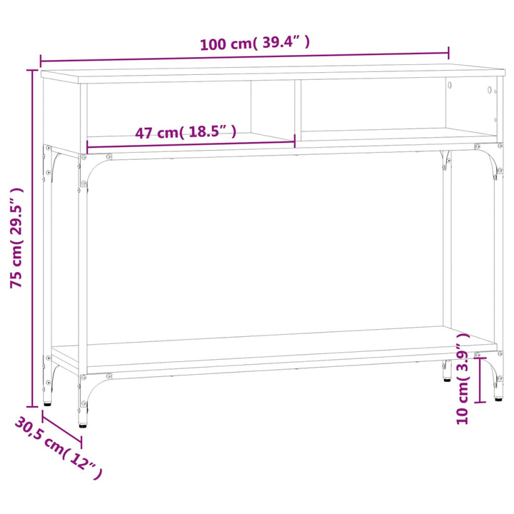 konsolbord 100x30,5x75 cm konstrueret træ grå sonoma-eg
