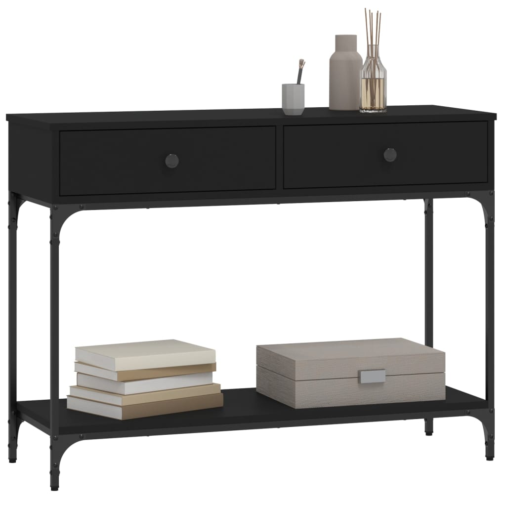 konsolbord 100x34,5x75 cm konstrueret træ sort