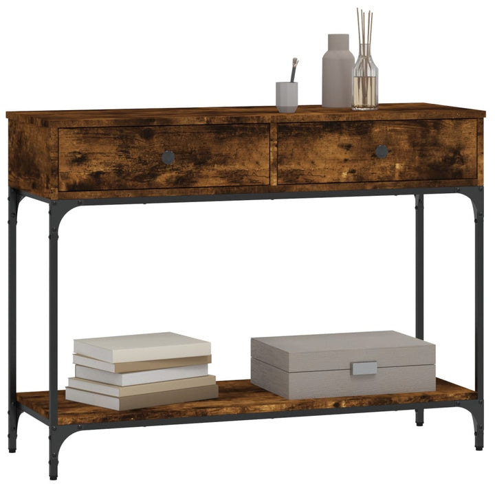 konsolbord 100x34,5x75 cm konstrueret træ røget egetræsfarve