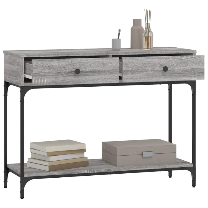 konsolbord 100x34,5x75 cm konstrueret træ grå sonoma-eg
