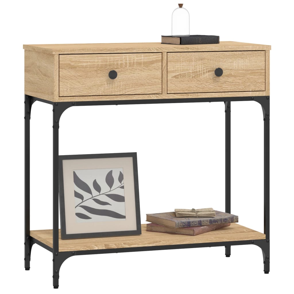 konsolbord 75x34,5x75 cm konstrueret træ sonoma-eg