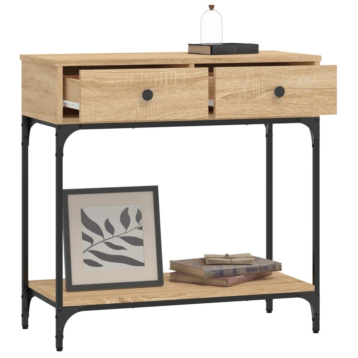 konsolbord 75x34,5x75 cm konstrueret træ sonoma-eg