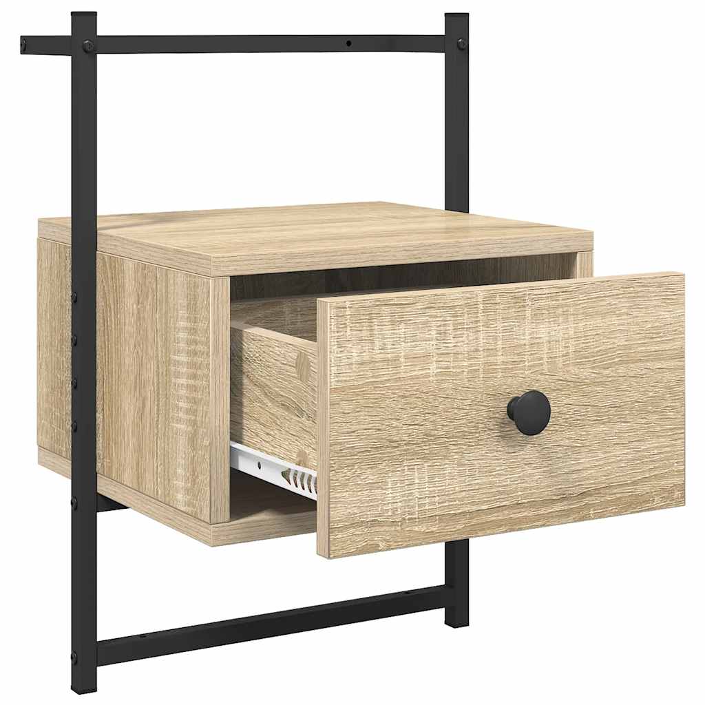 væghængt sengebord 35x30x51 cm konstrueret træ sonoma-eg