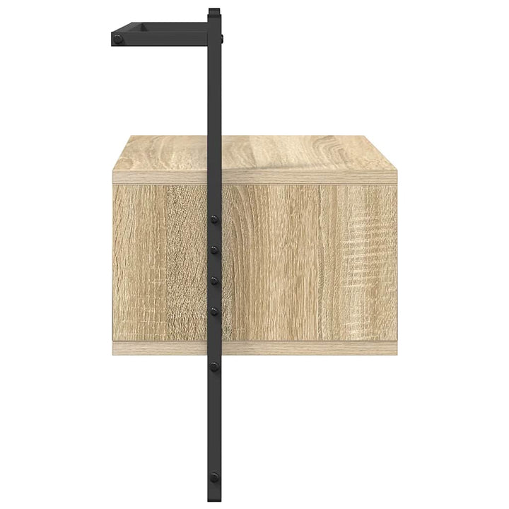væghængt sengebord 35x30x51 cm konstrueret træ sonoma-eg