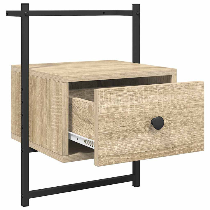 sengeborde til væg 2 stk. 35x30x51 cm konstrueret træ sonoma-eg