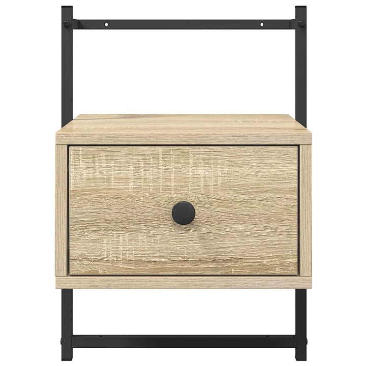 sengeborde til væg 2 stk. 35x30x51 cm konstrueret træ sonoma-eg