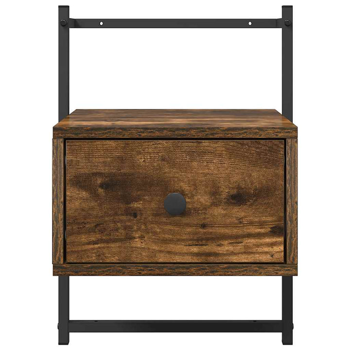 væghængt sengebord 35x30x51 cm konstrueret træ røget egetræ
