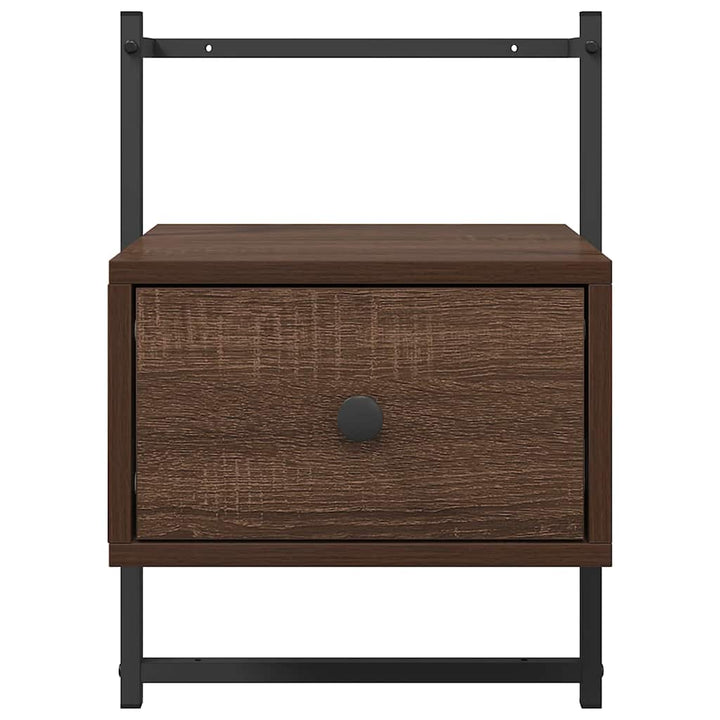 væghængt sengebord 35x30x51 cm konstrueret træ brunt egetræ