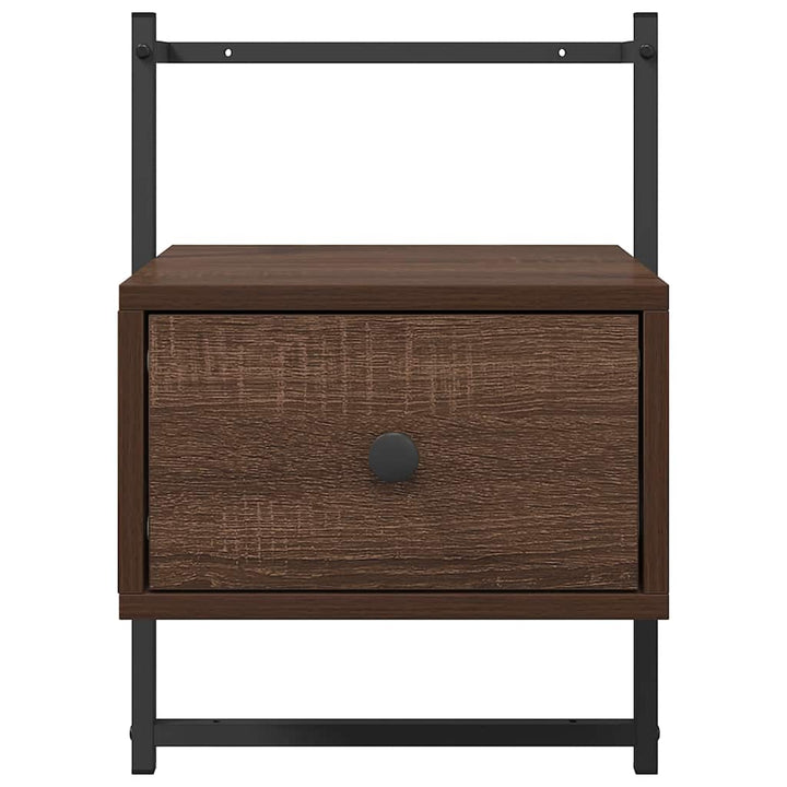 sengeborde til væg 2 stk. 35x30x51 cm konstrueret træ brunt eg