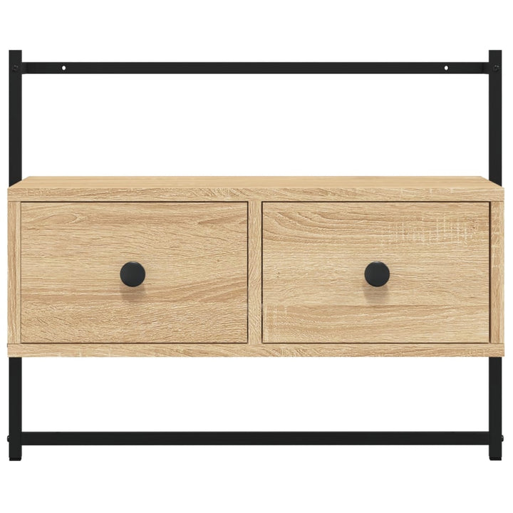 væghængt tv-bord 60,5x30x51 cm konstrueret træ sonoma-eg