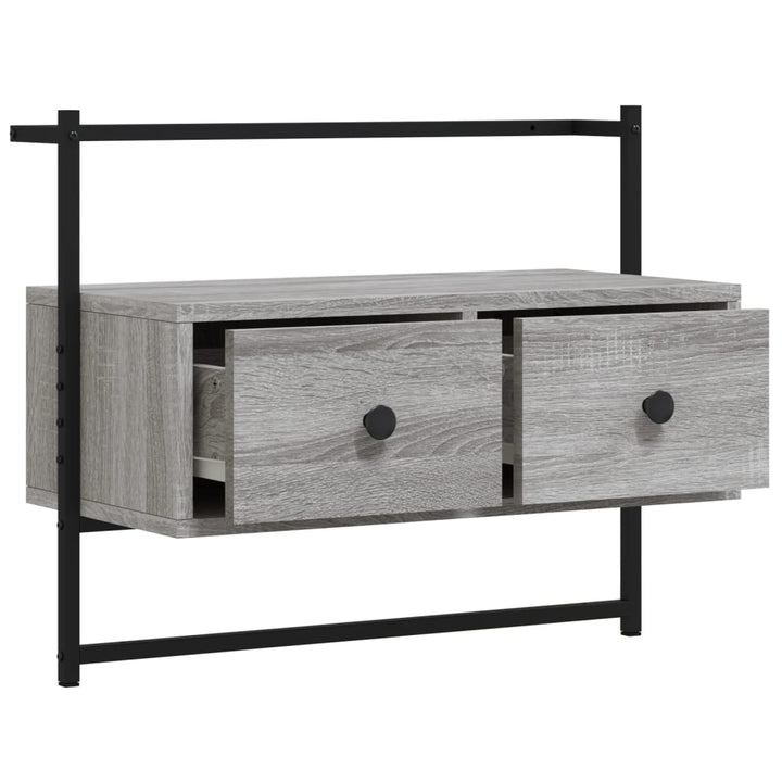 væghængt tv-bord 60,5x30x51 cm konstrueret træ grå sonoma-eg