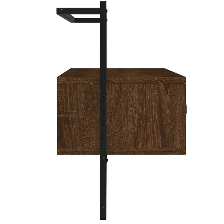 væghængt tv-bord 100,5x30x51 cm konstrueret træ brunt egetræ