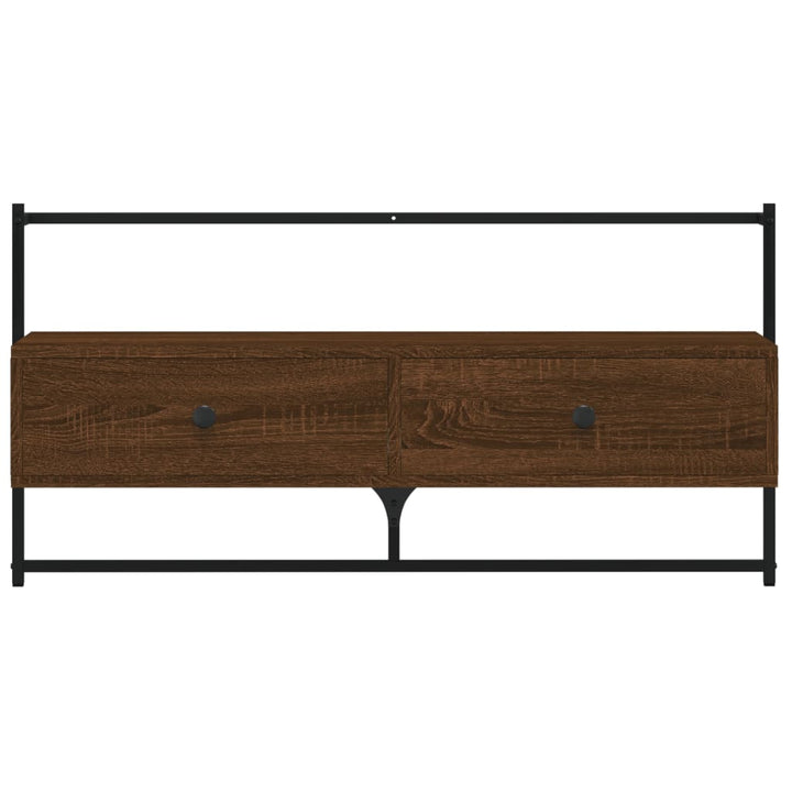 væghængt tv-bord 100,5x30x51 cm konstrueret træ brunt egetræ