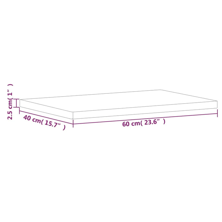 bordplade til badeværelse 60x40x2,5 cm massivt bøgetræ