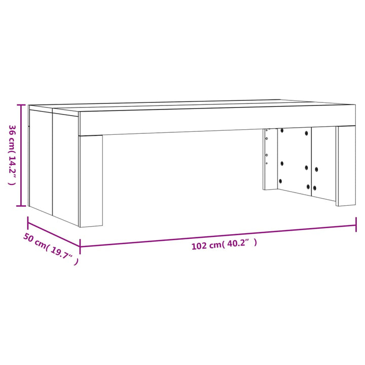 sofabord 102x50x36 cm konstrueret træ sort