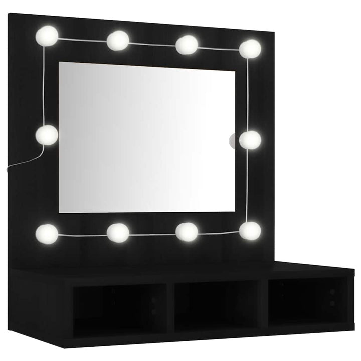 spejlskab med LED-lys 60x31,5x62 cm sort