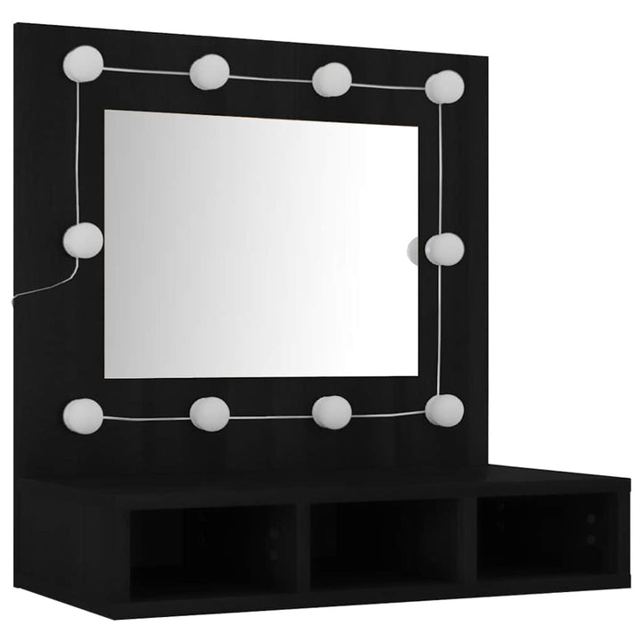 spejlskab med LED-lys 60x31,5x62 cm sort