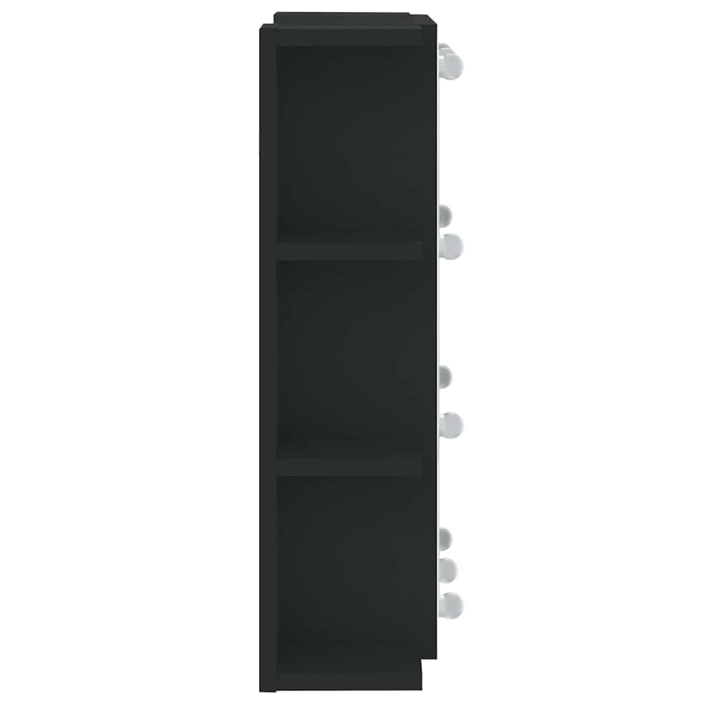 spejlskab med LED-lys 70x16,5x60 cm sort