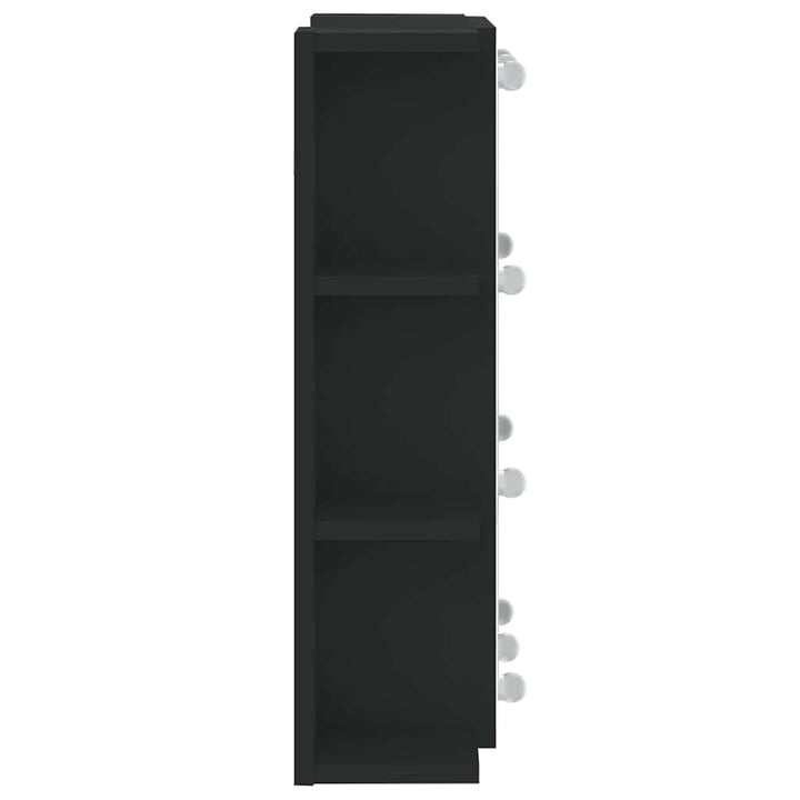 spejlskab med LED-lys 70x16,5x60 cm sort