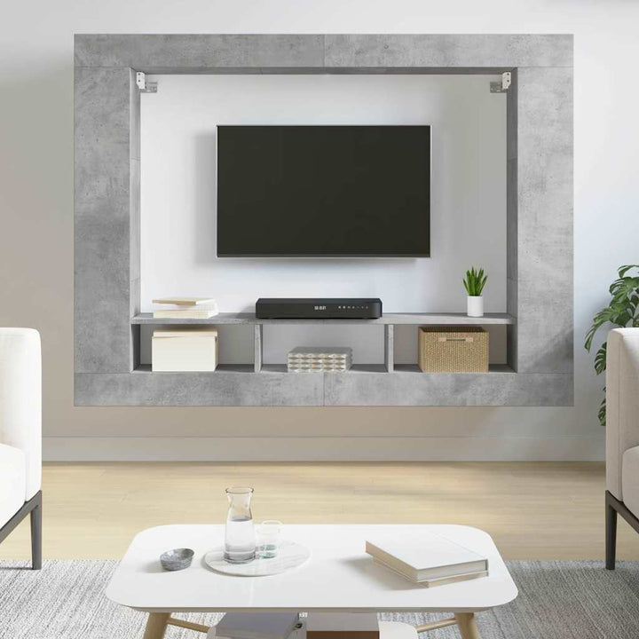 tv-møbel 152x22x113 cm konstrueret træ betongrå