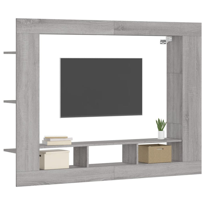 tv-møbel 152x22x113 cm konstrueret træ grå sonoma-eg