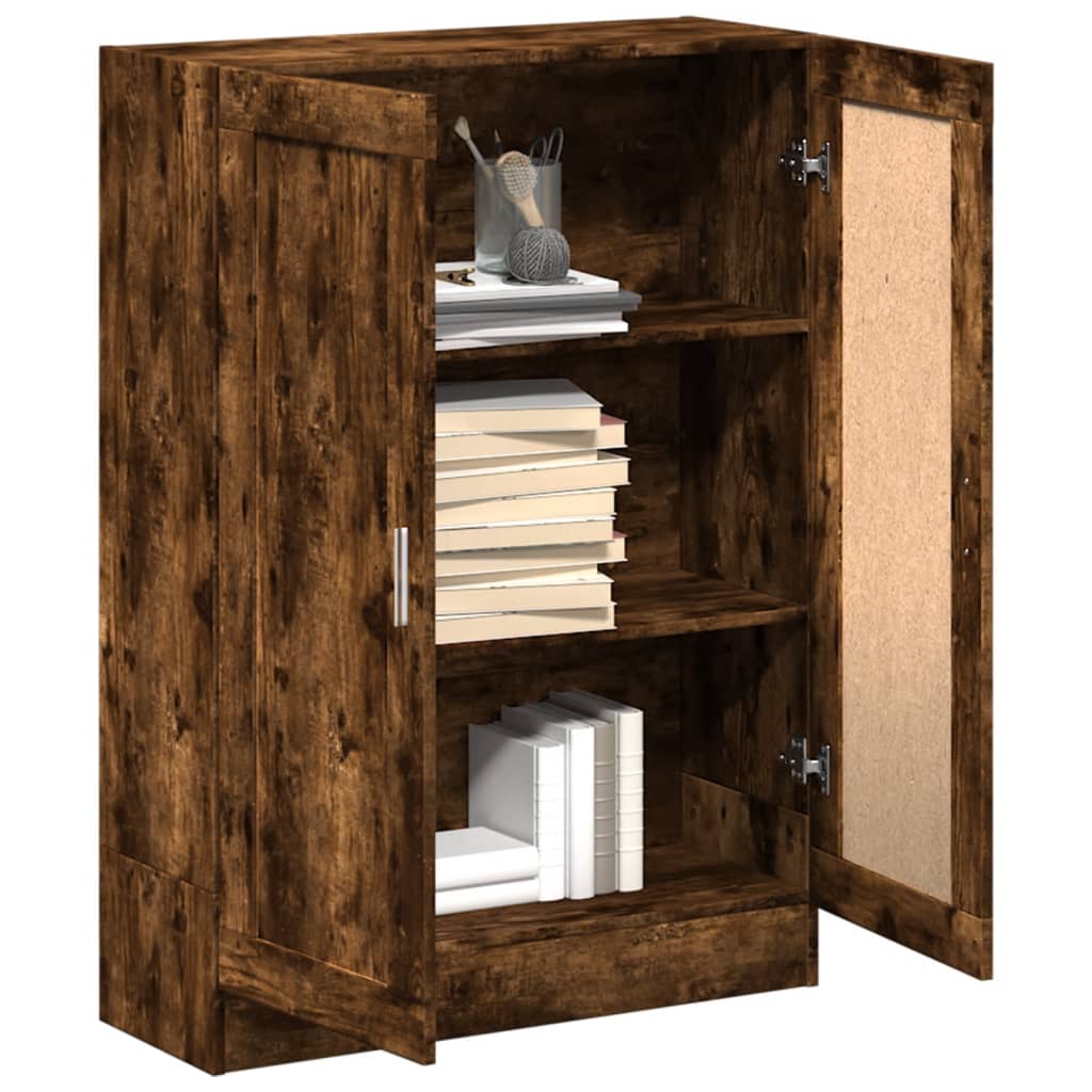 bogskab 82,5x30,5x115 cm konstrueret træ røget egetræ