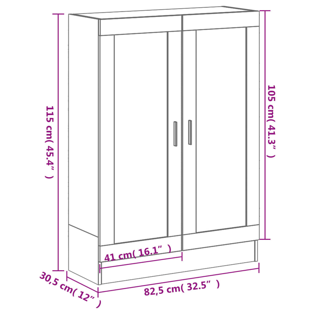 bogskab 82,5x30,5x115 cm konstrueret træ røget egetræ