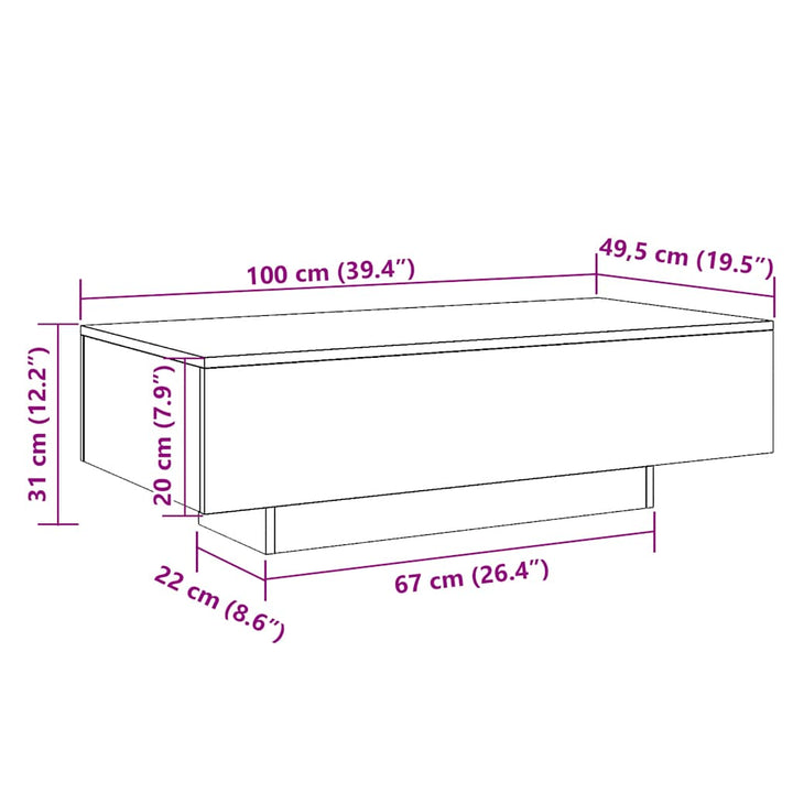 sofabord 100x49,5x31 cm konstrueret træ betongrå