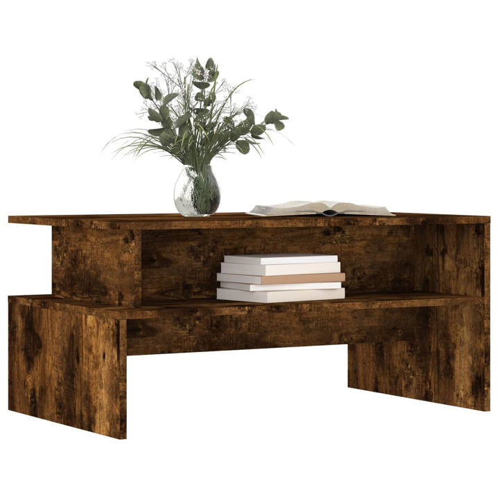 sofabord 90x55x42,5 cm konstrueret træ røget egetræsfarve