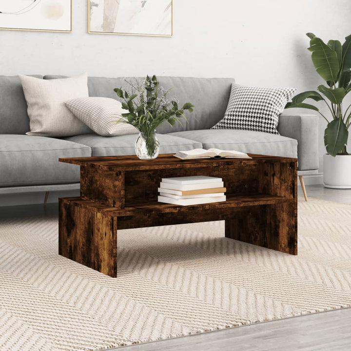sofabord 90x55x42,5 cm konstrueret træ røget egetræsfarve