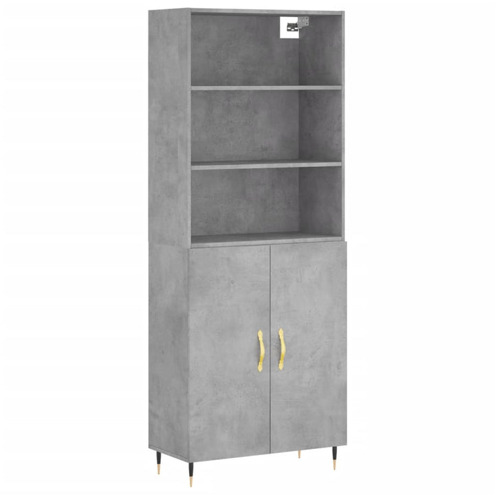 højskab 69,5x34x180 cm konstrueret træ betongrå