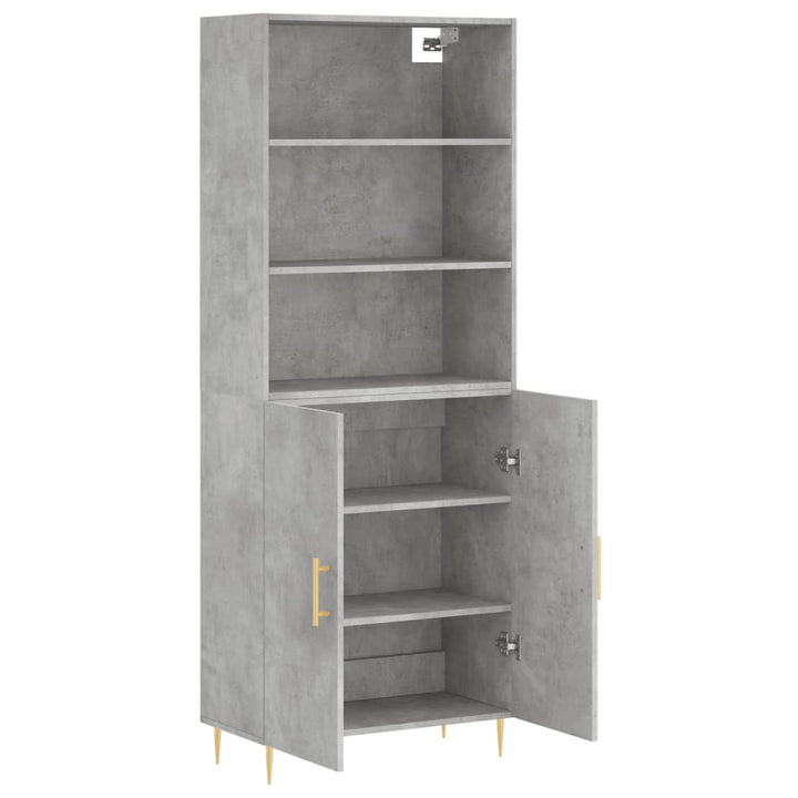 højskab 69,5x34x180 cm konstrueret træ betongrå