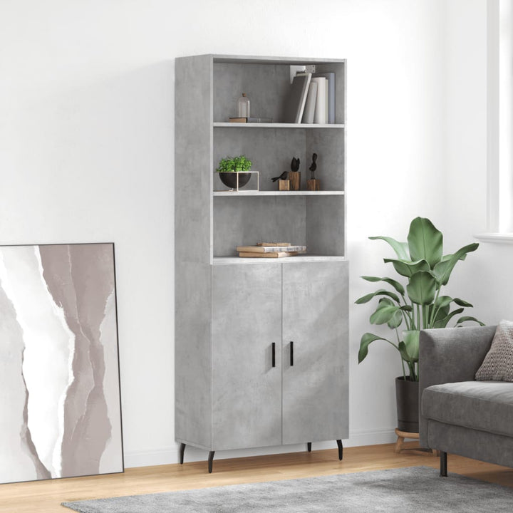 højskab 69,5x34x180 cm konstrueret træ betongrå