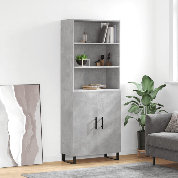 højskab 69,5x34x180 cm konstrueret træ betongrå