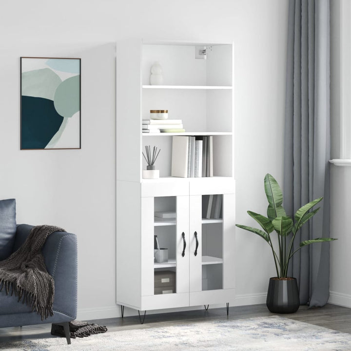 højskab 69,5x34x180 cm konstrueret træ hvid