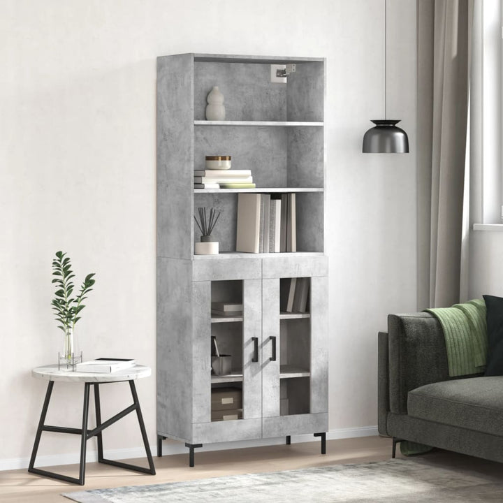 højskab 69,5x34x180 cm konstrueret træ betongrå