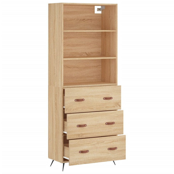 højskab 69,5x34x180 cm konstrueret træ sonoma-eg