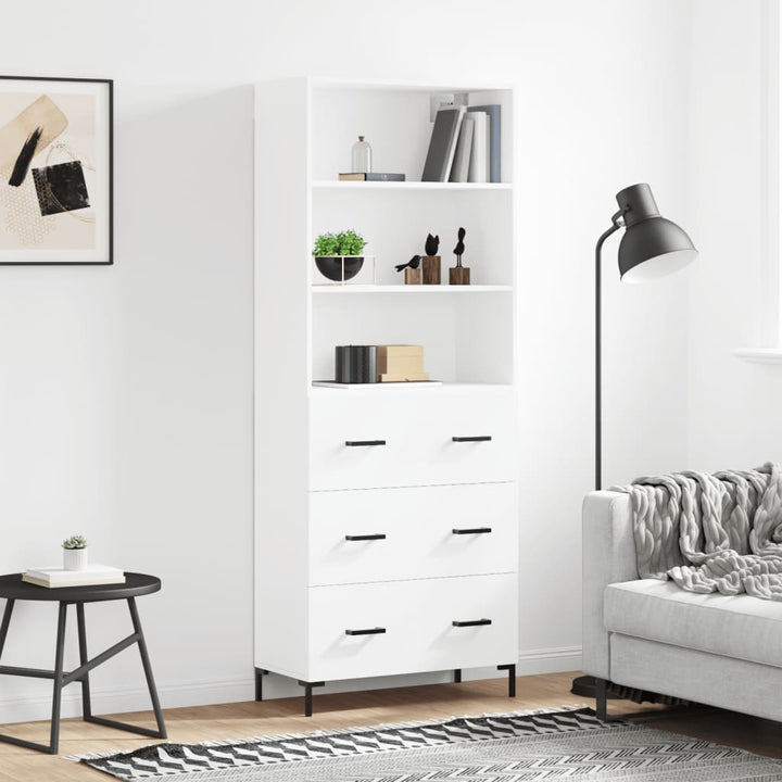 højskab 69,5x34x180 cm konstrueret træ hvid