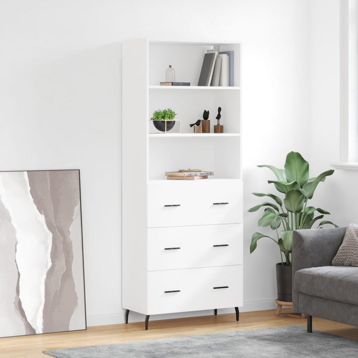 højskab 69,5x34x180 cm konstrueret træ hvid