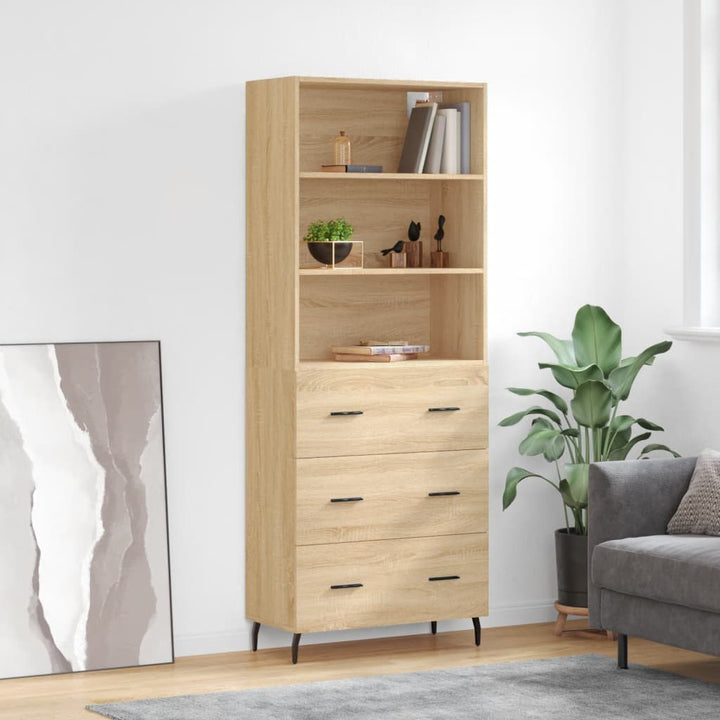 højskab 69,5x34x180 cm konstrueret træ sonoma-eg