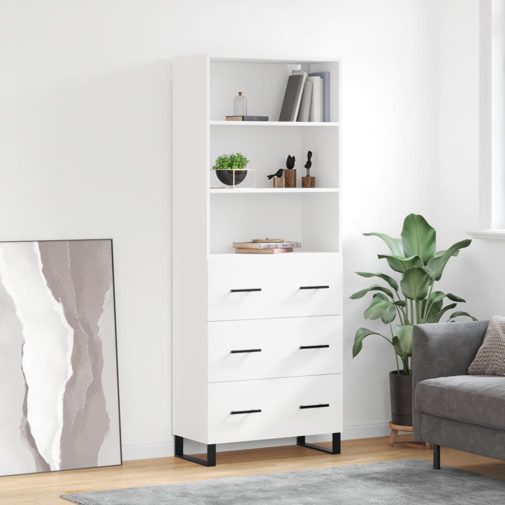 højskab 69,5x34x180 cm konstrueret træ hvid