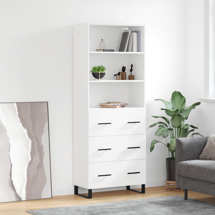 højskab 69,5x34x180 cm konstrueret træ hvid