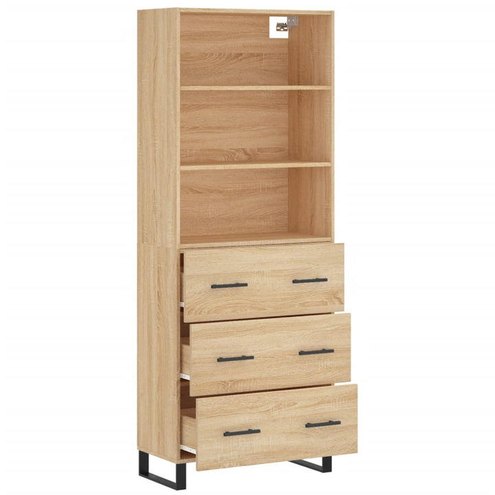 højskab 69,5x34x180 cm konstrueret træ sonoma-eg