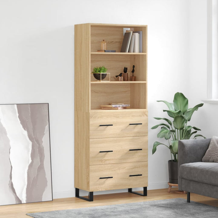 højskab 69,5x34x180 cm konstrueret træ sonoma-eg