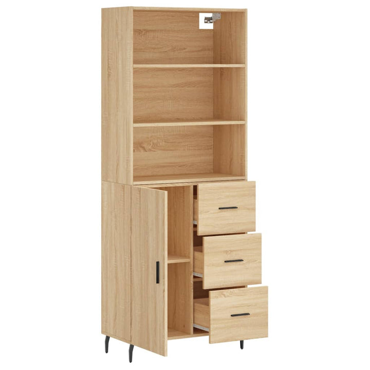 højskab 69,5x34x180 cm konstrueret træ sonoma-eg
