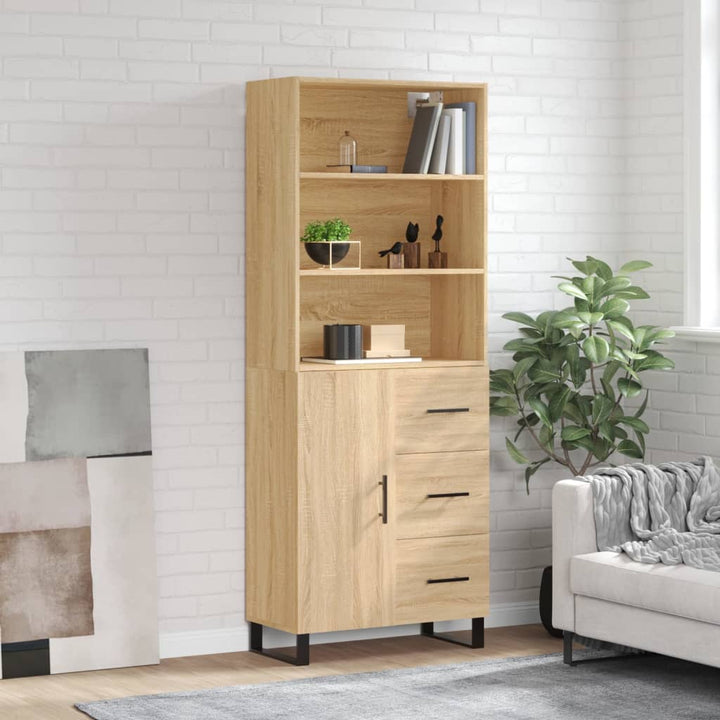 højskab 69,5x34x180 cm konstrueret træ sonoma-eg