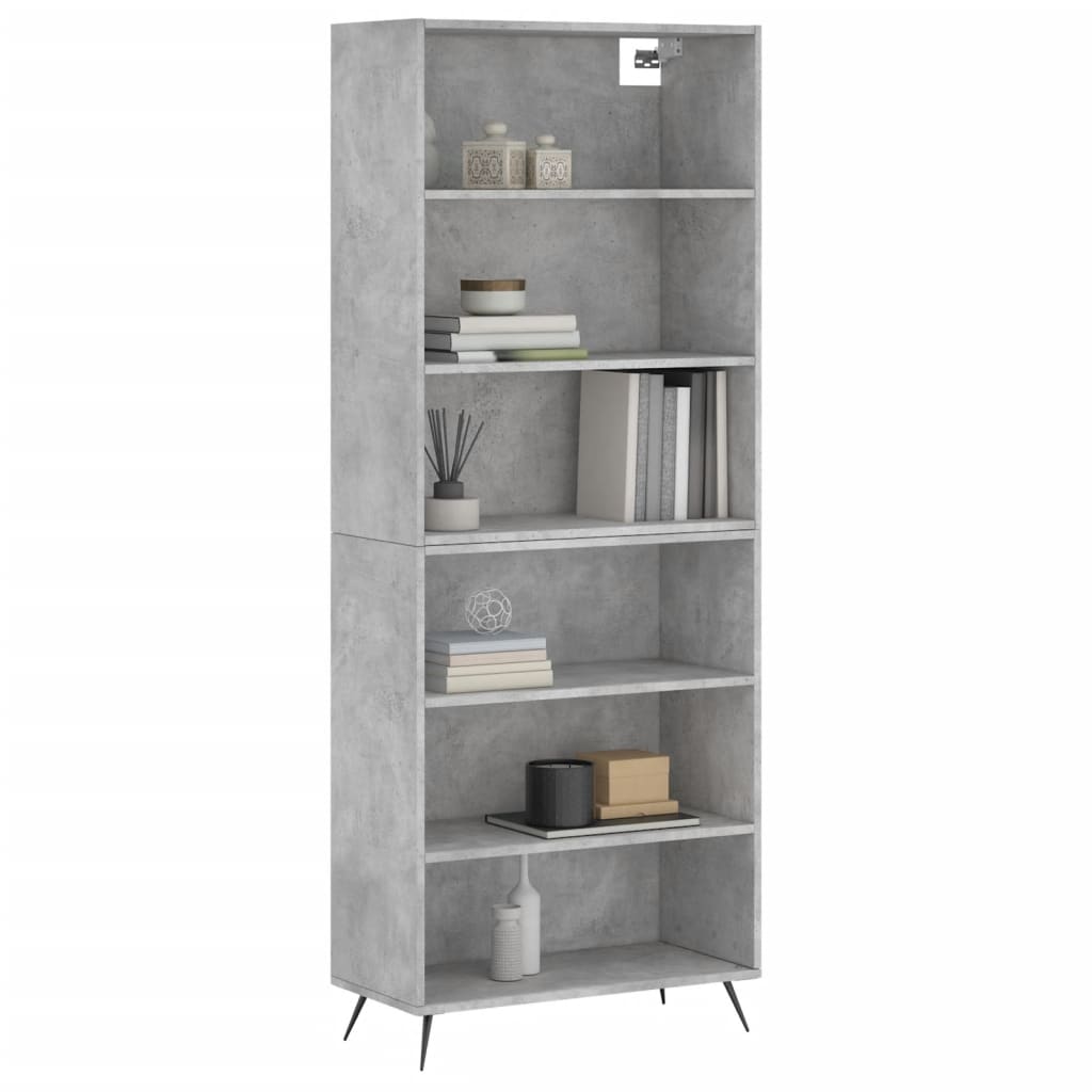 reol 69,5x32,5x180 cm konstrueret træ betongrå
