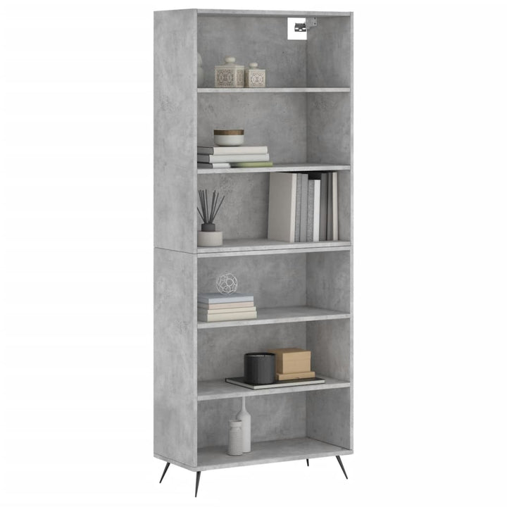 reol 69,5x32,5x180 cm konstrueret træ betongrå